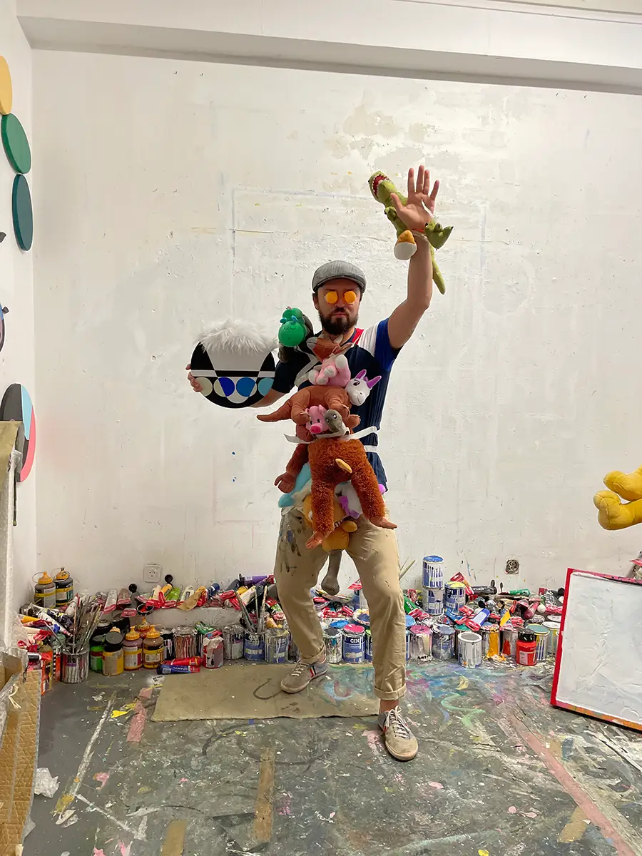 David Rosado in his studio, promising emerging artist portrait