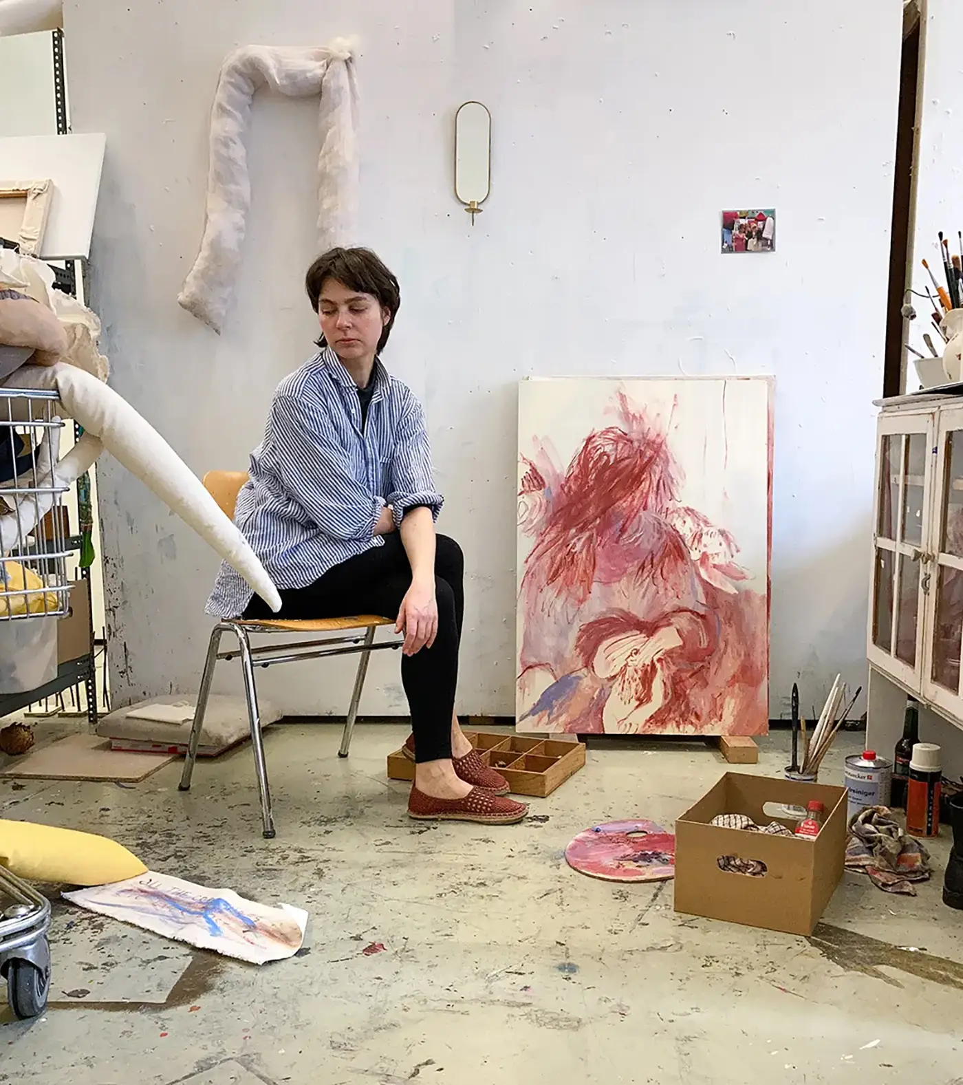 katya ovechkina, contemporary painting now, works on paper, in her studio at art university linz