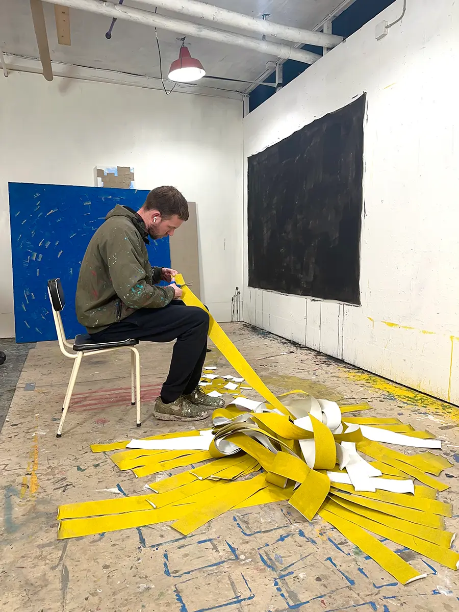 Martin paaskesen, promising emerging artist and painter, in his studio, instagram artist you have to follow 