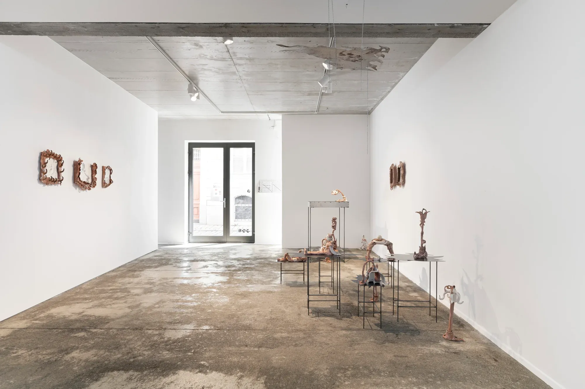 overview of anna bochkova's exhibition at tomas umrian contemporary showing various installations