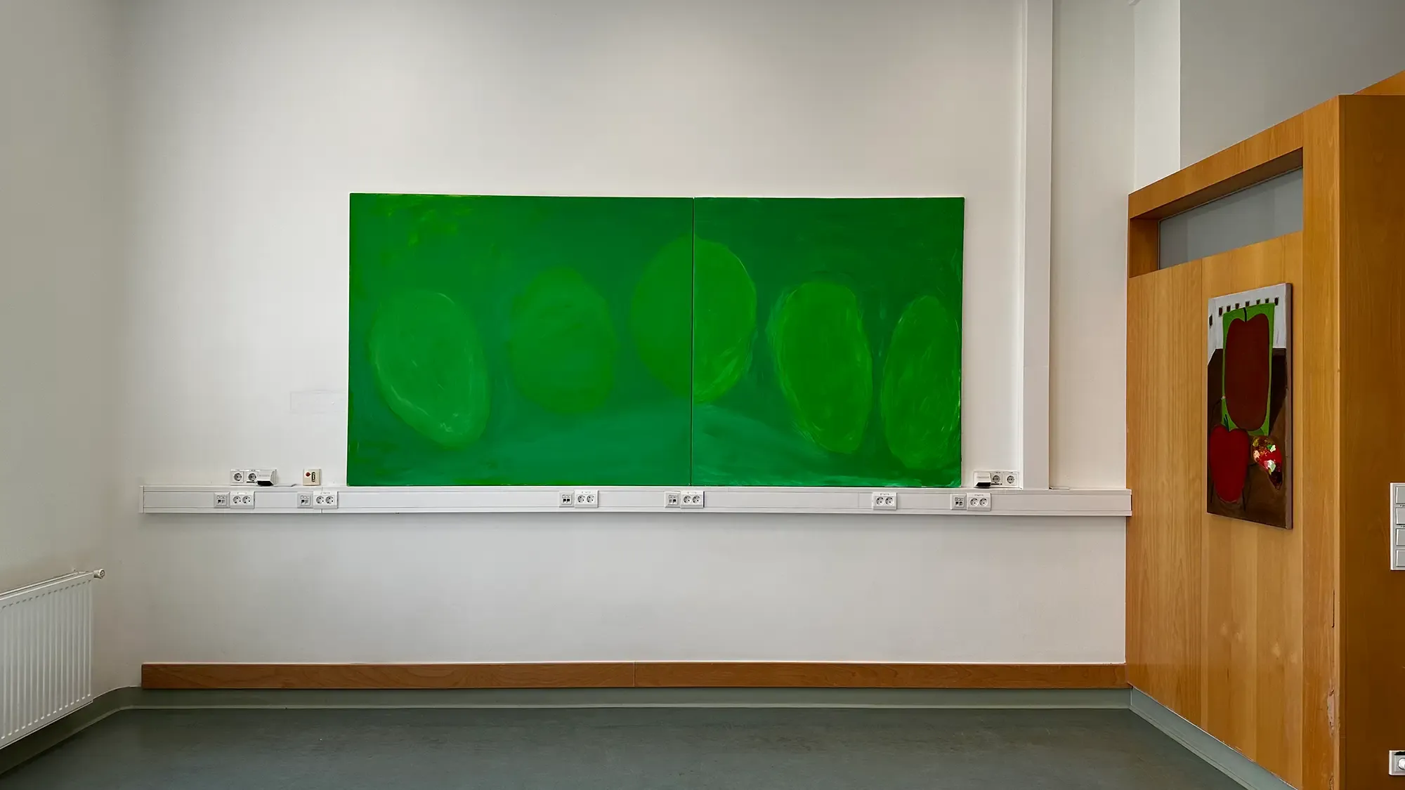 artist Martin fink, at parallel vienna 2024, large scale painting focusing on apples 